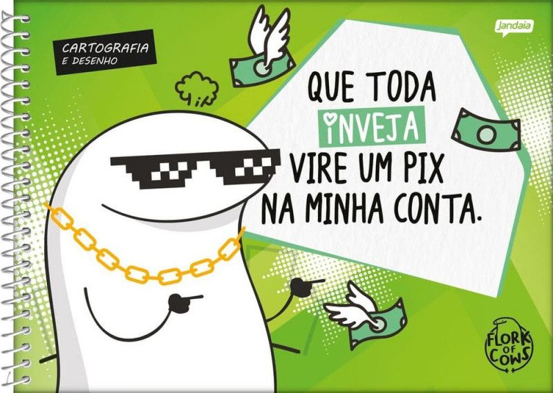 CADERNO CARTOGRAFIA CAPA DURA 80 FOLHAS FLORK JANDAIA - REF. 73610 - PACOTE COM 4 UNIDADES