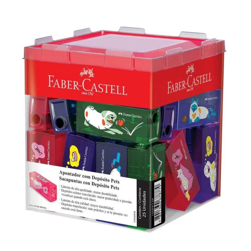 APONTADOR DEPOSITO PETS FABER-CASTELL - REF. 125PETZF - CAIXA COM 25 UNIDADES