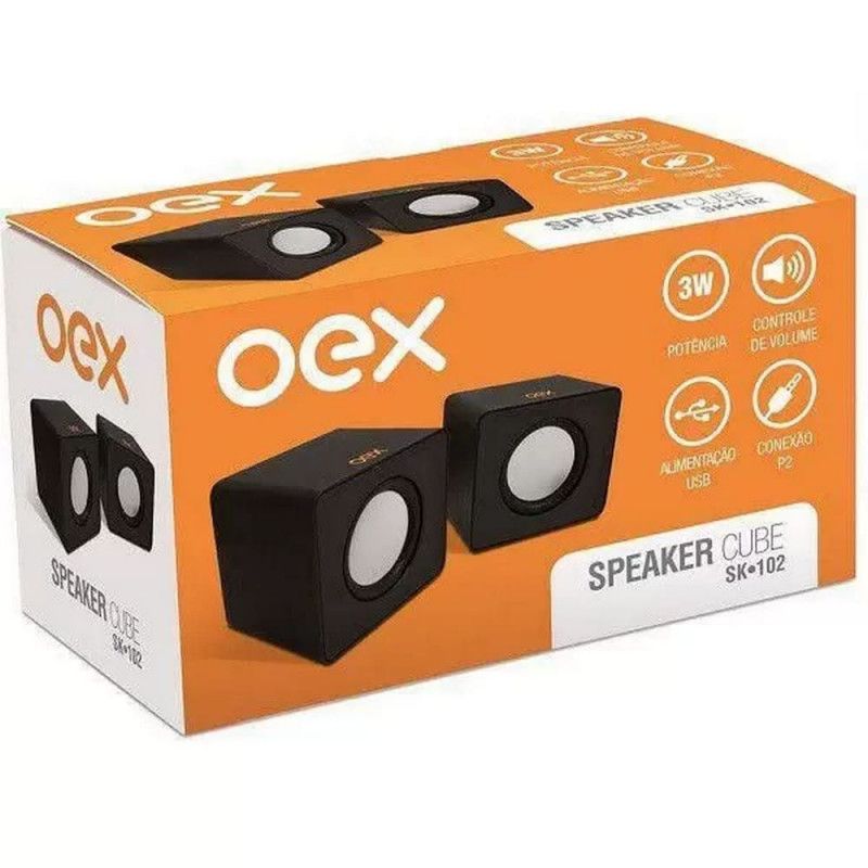 CAIXA DE SOM 3W MULTIMIDIA SPEAKER CUBE OEX - REF. SK102 - 1 UNIDADE
