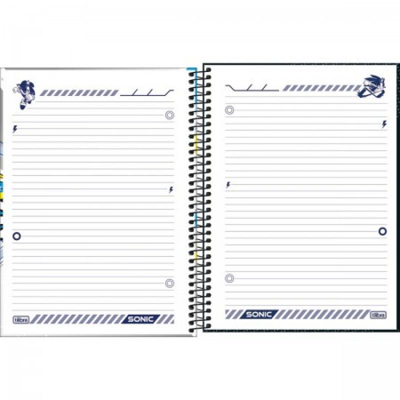 CADERNO 1 MATERIA CAPA DURA 80 FOLHAS SONIC TILIBRA - REF. 34298 - PACOTE COM 4 UNIDADES