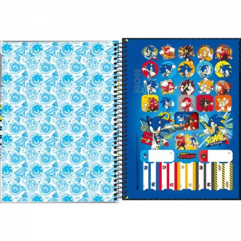 CADERNO 1 MATERIA CAPA DURA 80 FOLHAS SONIC TILIBRA - REF. 34298 - PACOTE COM 4 UNIDADES