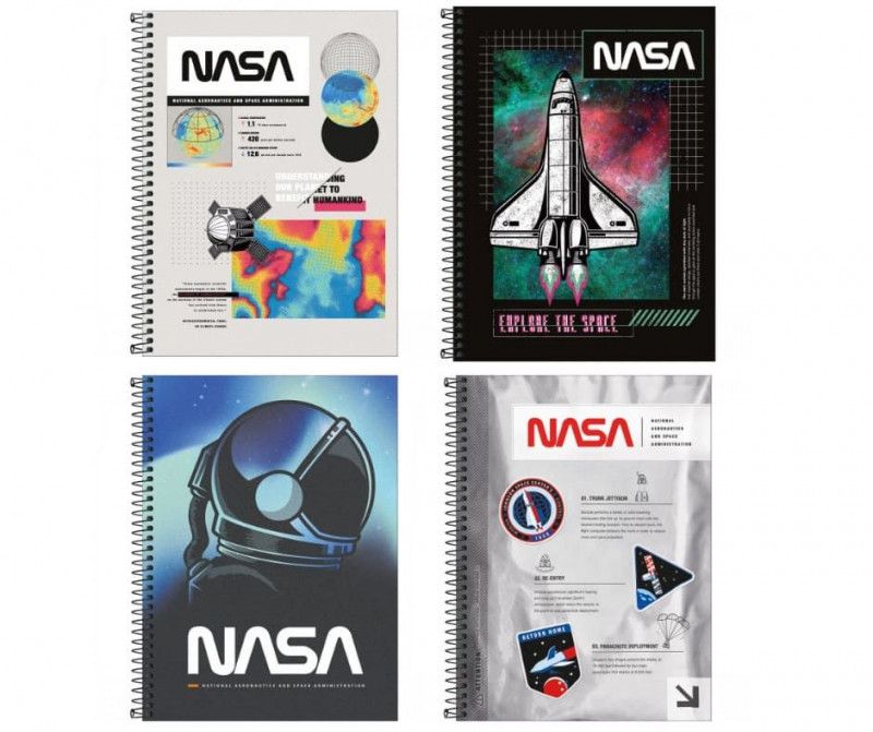 CADERNO 1 MATERIA CAPA DURA 80 FOLHAS NASA TILIBRA - REF. 30941 - PACOTE COM 4 UNIDADES