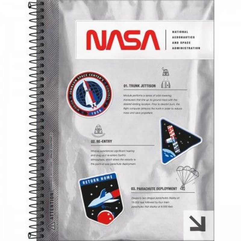 CADERNO 1 MATERIA CAPA DURA 80 FOLHAS NASA TILIBRA - REF. 30941 - PACOTE COM 4 UNIDADES
