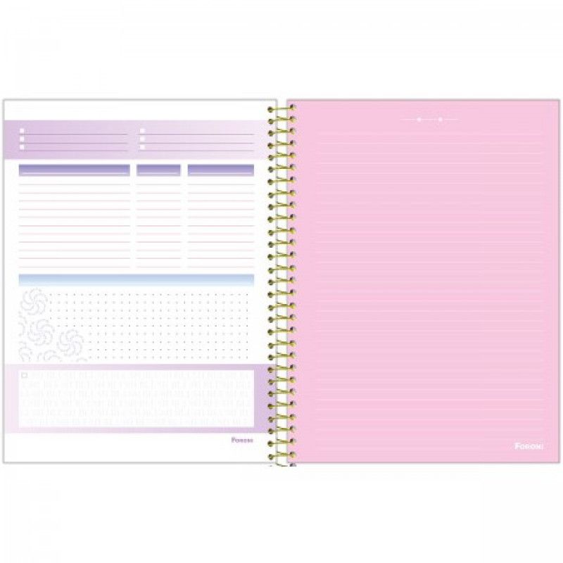 CADERNO 8 MATERIAS CAPA DURA 160 FOLHAS COLEGIAL BLUSH PAUTA BRANCA FORONI - REF. 6478 - PACOTE COM 4 UNIDADES