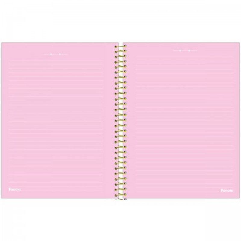 CADERNO 8 MATERIAS CAPA DURA 160 FOLHAS COLEGIAL BLUSH PAUTA BRANCA FORONI - REF. 6478 - PACOTE COM 4 UNIDADES
