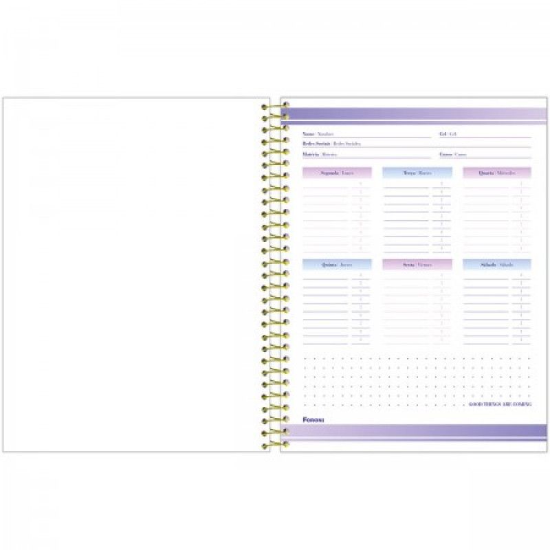 CADERNO 8 MATERIAS CAPA DURA 160 FOLHAS COLEGIAL BLUSH PAUTA BRANCA FORONI - REF. 6478 - PACOTE COM 4 UNIDADES