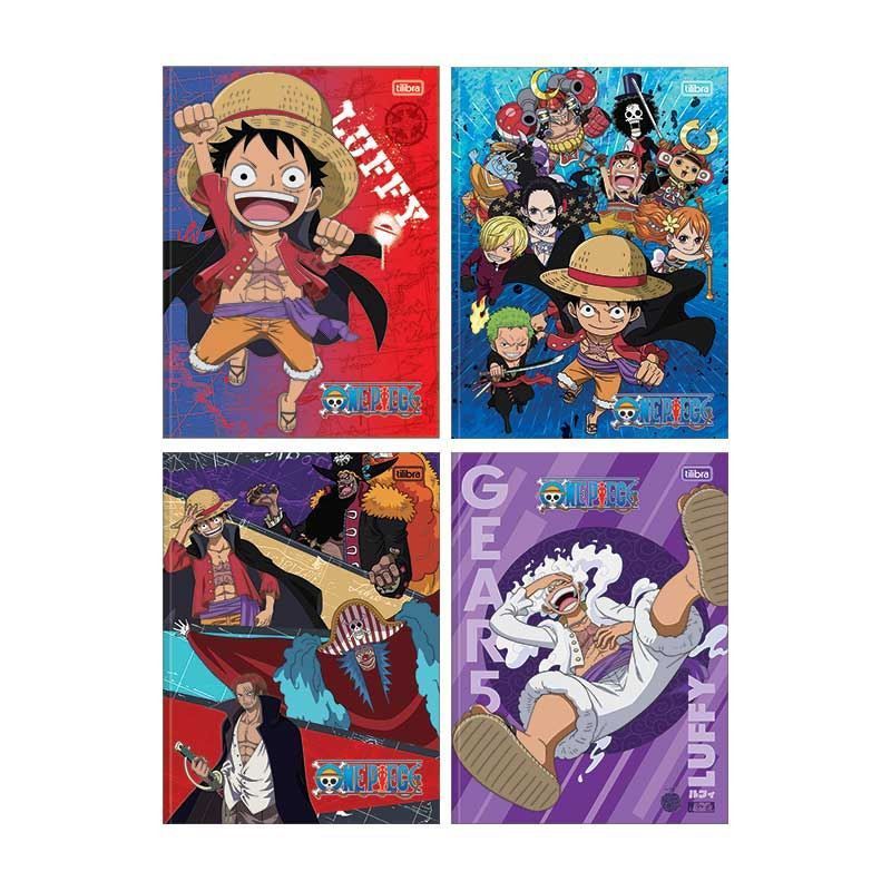 CADERNO BROCHURAO CAPA DURA 80 FOLHAS ONE PIECE TILIBRA - REF. 34042 - PACOTE COM 5 UNIDADES