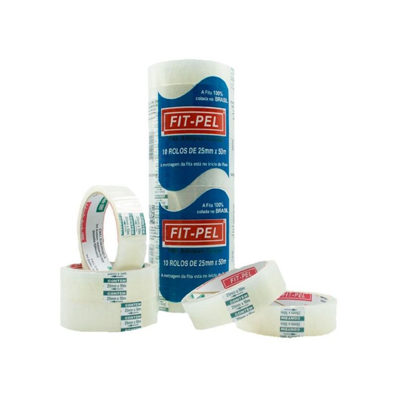 FITA ADESIVA TRANSPARENTE 24MMX50M FIT PEL - REF. 10302101 - PACOTE COM 10 UNIDADES