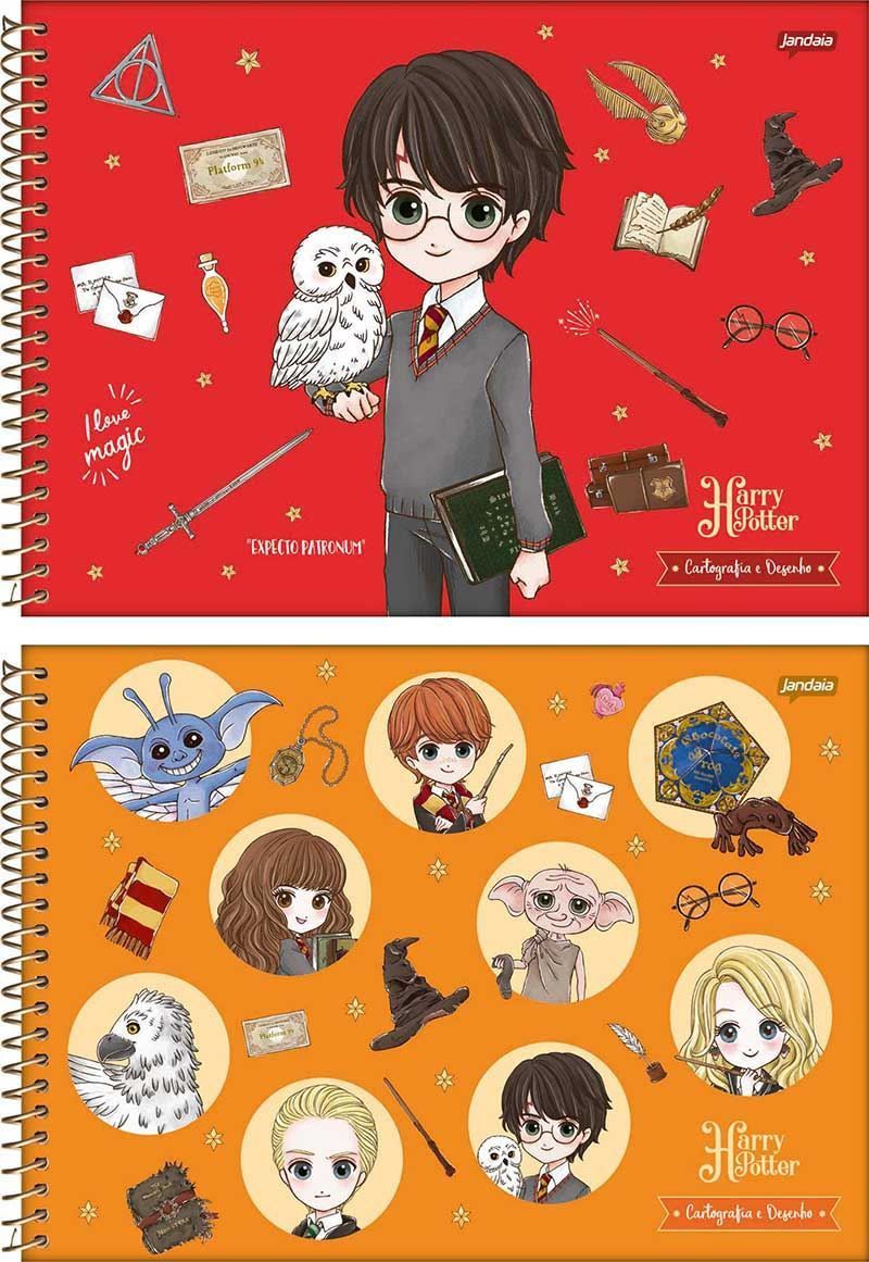 CADERNO CARTOGRAFIA CAPA DURA 96 FOLHAS HARRY POTTER JANDAIA - REF. 65322 - PACOTE COM 5 UNIDADES