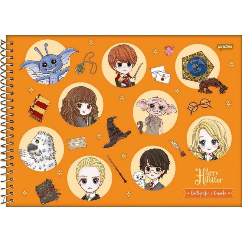 CADERNO CARTOGRAFIA CAPA DURA 96 FOLHAS HARRY POTTER JANDAIA - REF. 65322 - PACOTE COM 5 UNIDADES