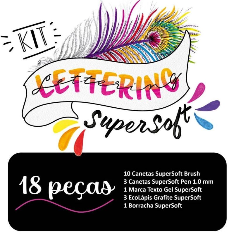 KIT LETTERING SUPERSOFT COM 18 PECAS FABER-CASTELL - REF. KIT/LETSS - 1 UNIDADE