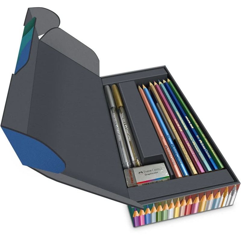 KIT METALLIC COLORS COM 17 PECAS FABER-CASTELL - REF. KIT/METAL - 1 UNIDADE