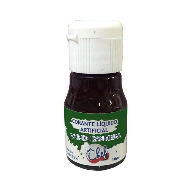 ANILINA LIQUIDA COMESTIVEL 10ML ICEBERG CHEF - REF. 111150 VERDE BANDEIRA - CAIXA COM 12 UNIDADES