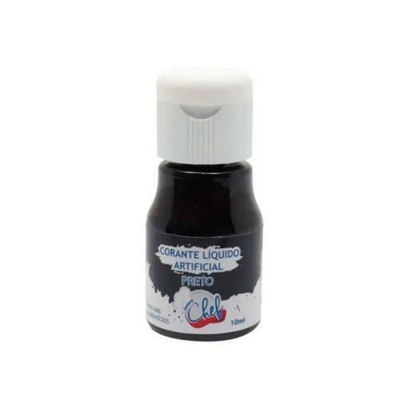 ANILINA LIQUIDA COMESTIVEL 10ML ICEBERG CHEF - REF. 111153 PRETO - CAIXA COM 12 UNIDADES
