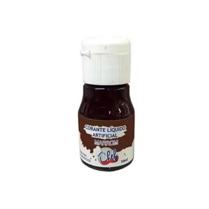 ANILINA LIQUIDA COMESTIVEL 10ML ICEBERG CHEF - REF. 111254 MARROM - CAIXA COM 12 UNIDADES