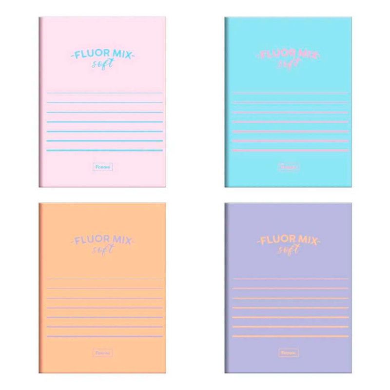 CADERNO BROCHURAO CAPA DURA 80 FOLHAS FLUOR MIX SOFT FORONI - REF. 6267 - PACOTE COM 5 UNIDADES