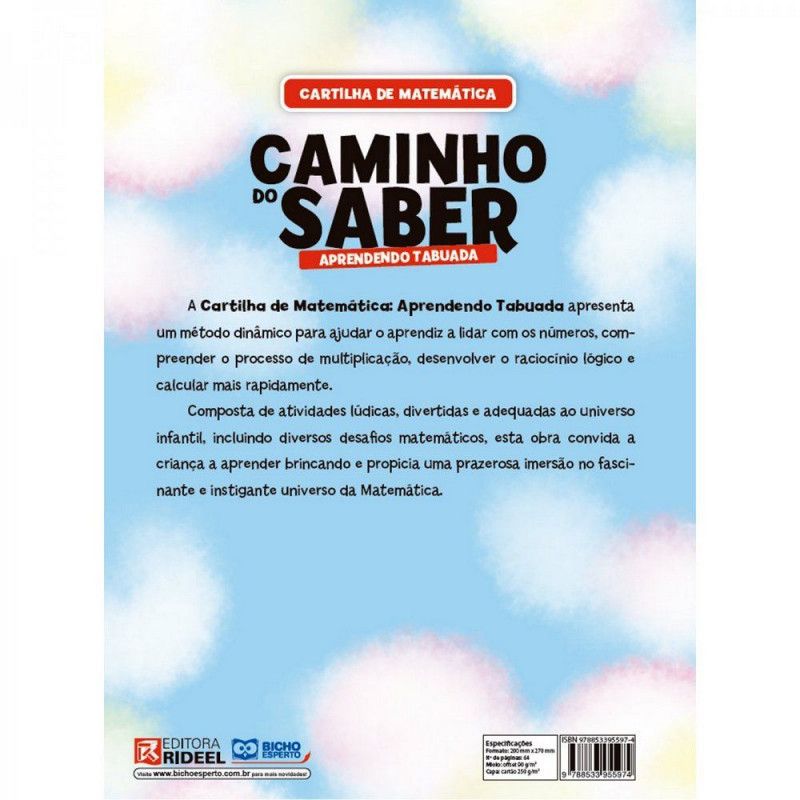 LIVRO CAMINHO DO SABER TABUADA BICHO ESPERTO - REF. 5597-4 - 1 UNIDADE