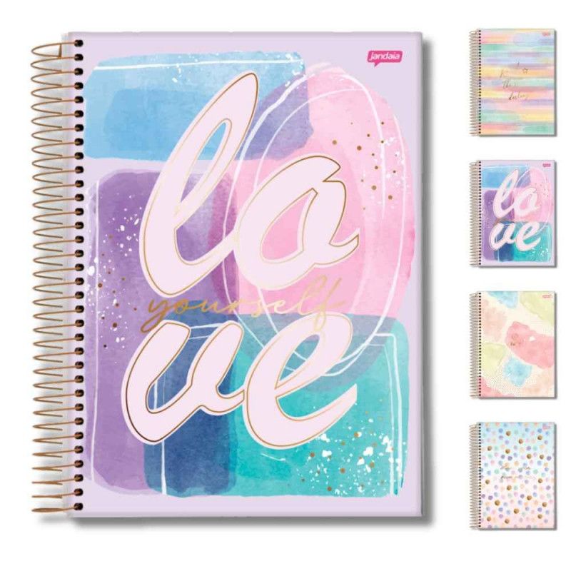 CADERNO 10 MATERIAS CAPA DURA 160FL LA CREME JANDAIA - REF. 69013 - PACOTE COM 4 UNIDADES