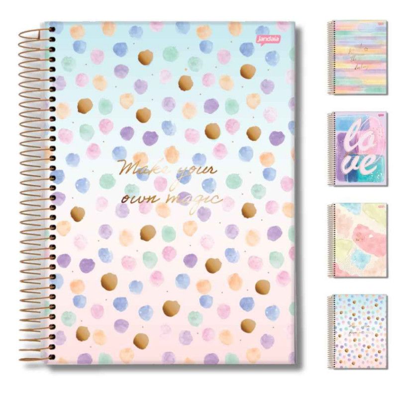 CADERNO 10 MATERIAS CAPA DURA 160FL LA CREME JANDAIA - REF. 69013 - PACOTE COM 4 UNIDADES