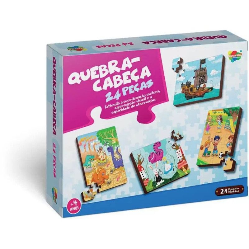 QUEBRA CABECA 24 PECAS MADEIRA 125 AQUARELA - ALICE - 1 UNIDADE