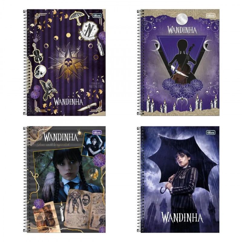 CADERNO ESPIRAL CAPA DURA UNIVERSITÁRIO 1 MATÉRIA WANDINHA 80 FOLHAS TILIBRA - REF. 34839 - PACOTE COM 4 UNIDADES