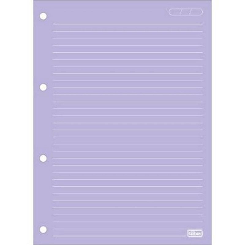 BLOCO PARA FICHARIO 80 FOLHAS ARGOLADO COLORIDO 90G TILIBRA - REF. 34293 - PACOTE COM 5 UNIDADES