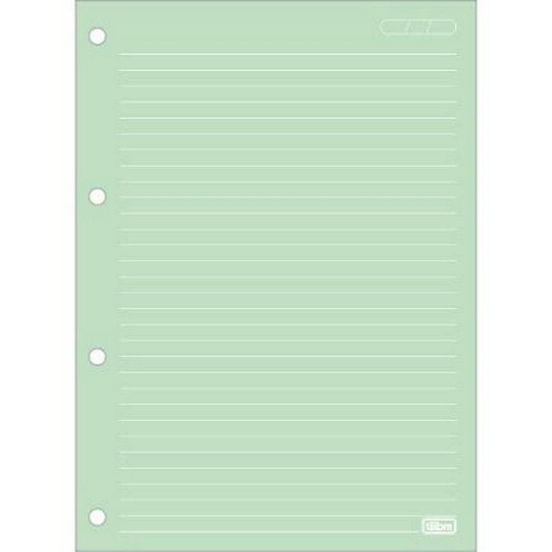 BLOCO PARA FICHARIO 80 FOLHAS ARGOLADO COLORIDO 90G TILIBRA - REF. 34293 - PACOTE COM 5 UNIDADES
