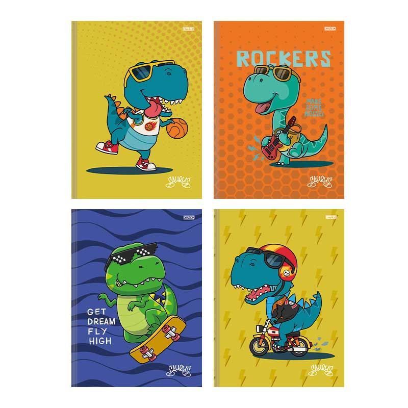 CADERNO BROCHURAO CAPA DURA 80 FOLHAS SAURUS SAO DOMINGOS - REF. 223076 - PACOTE COM 5 UNIDADES