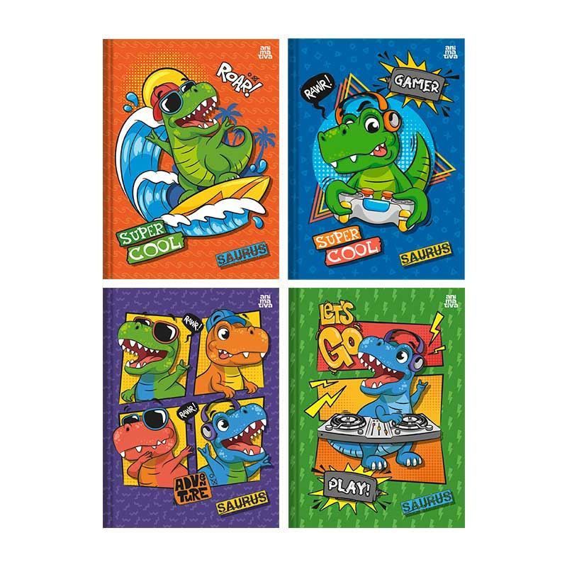CADERNO BROCHURA 1/4 CAPA DURA 80 FOLHAS SAURUS SAO DOMINGOS - REF. 222054 - PACOTE COM 5 UNIDADES