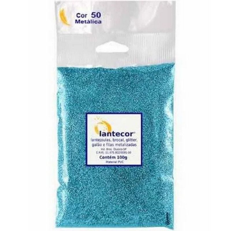 GLITER 100G PVC LANTECOR - REF. AZUL CLARO - 1 UNIDADE