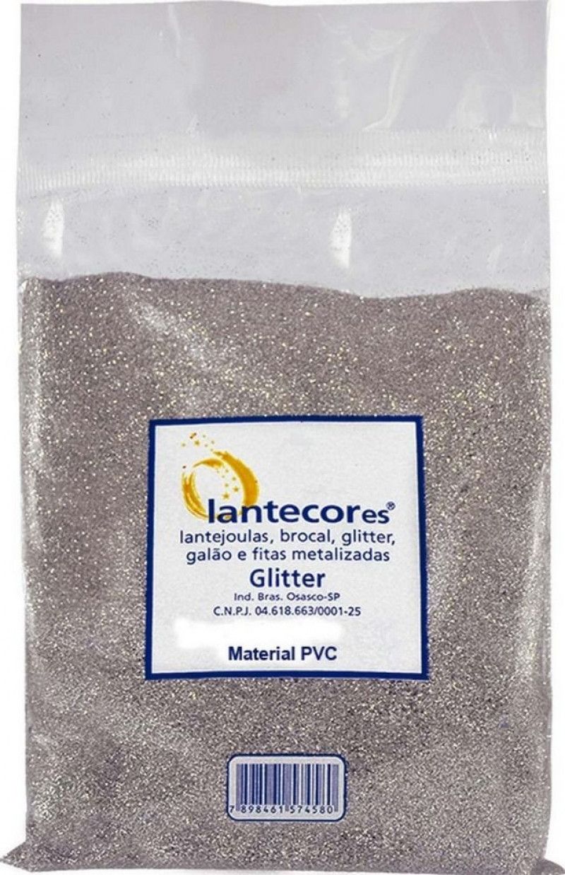 GLITER 100G PVC LANTECOR - REF. PRATA - 1 UINIDADE