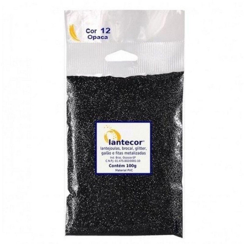 GLITER 100G PVC LANTECOR - REF. PRETO - 1 UNIDADE