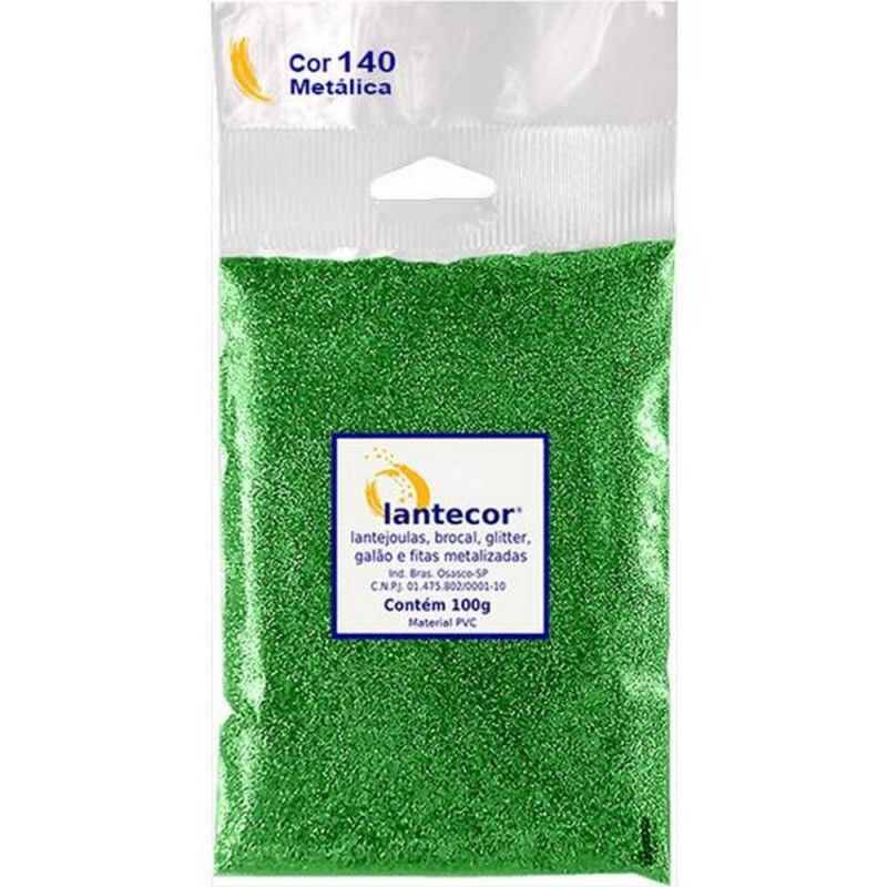 GLITER 100G PVC LANTECOR - REF. VERDE BANDEIRA - 1 UNIDADE