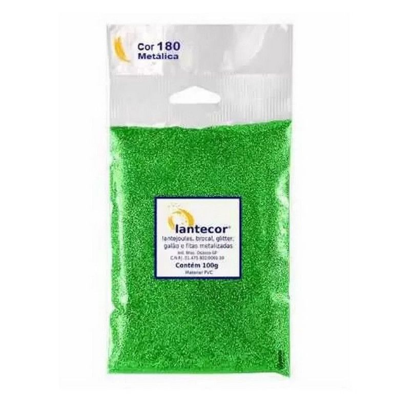 GLITER 100G PVC LANTECOR - REF. VERDE LIMAO - 1 UNIDADE