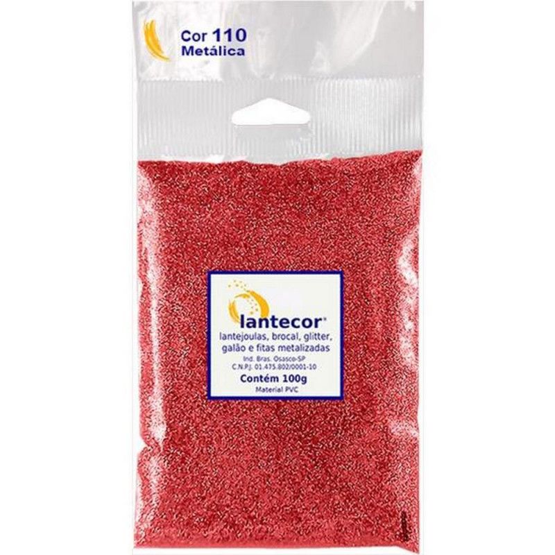 GLITER 100G PVC LANTECOR - REF. VERMELHO - 1 UNIDADE