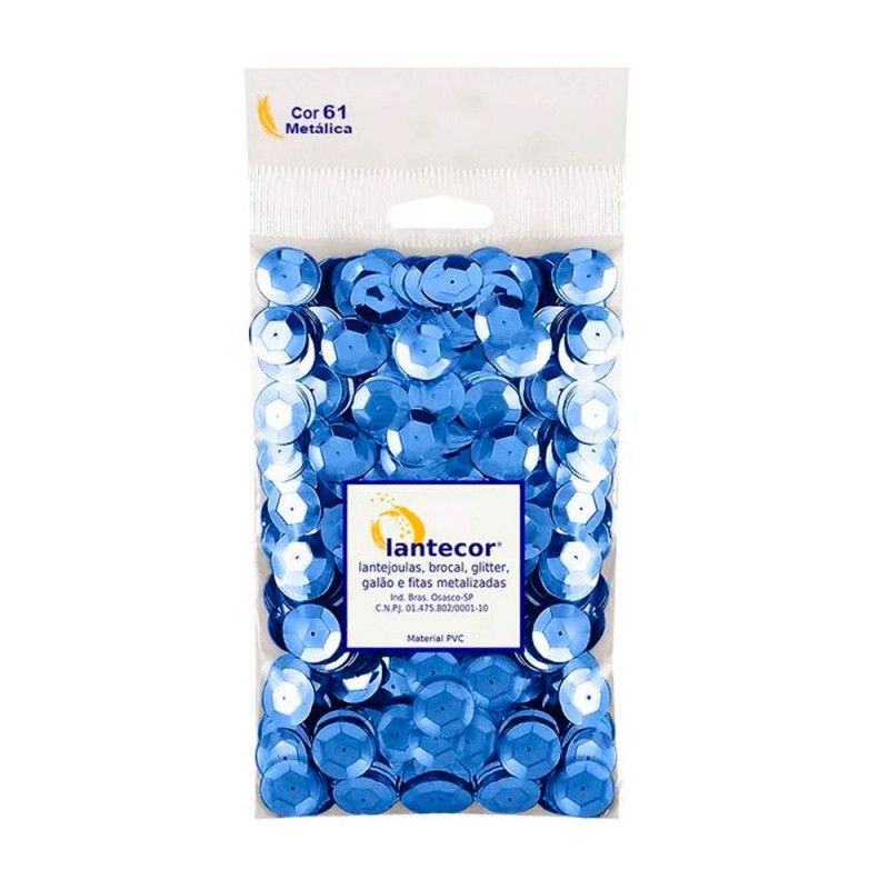 LANTEJOULA 6MM COM 1000 LANTECOR - AZUL ROYAL - 1 UNIDADE