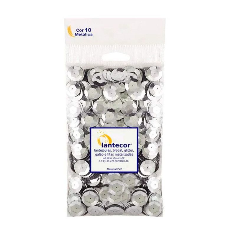 LANTEJOULA 6MM COM 1000 LANTECOR - PRATA - 1 UNIDADE
