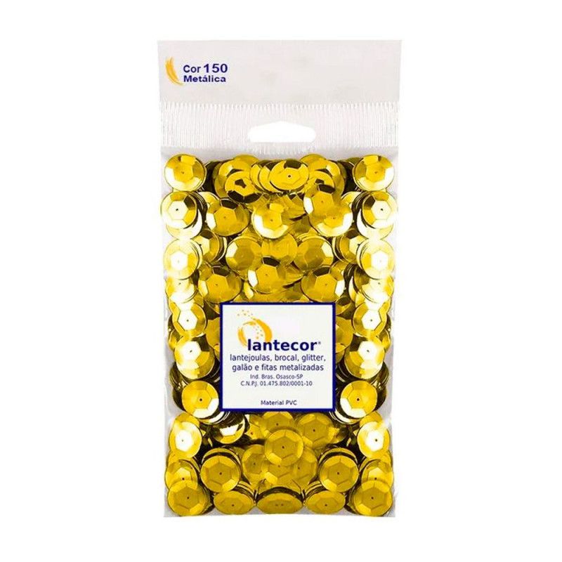 LANTEJOULA 10MM COM 1000 LANTECOR - REF. OURO - 1 UNIDADE