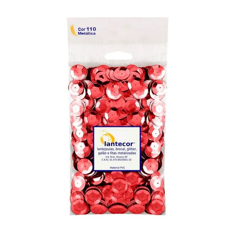 LANTEJOULA 10MM COM 1000 LANTECOR - REF. VERMELHO - 1 UNIDADE