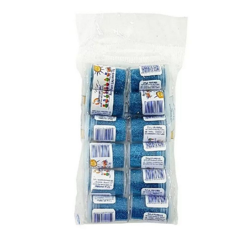 GLITER 3G PVC LANTECOR - REF. AZUL CLARO - PACOTE COM 12 UNIDADES