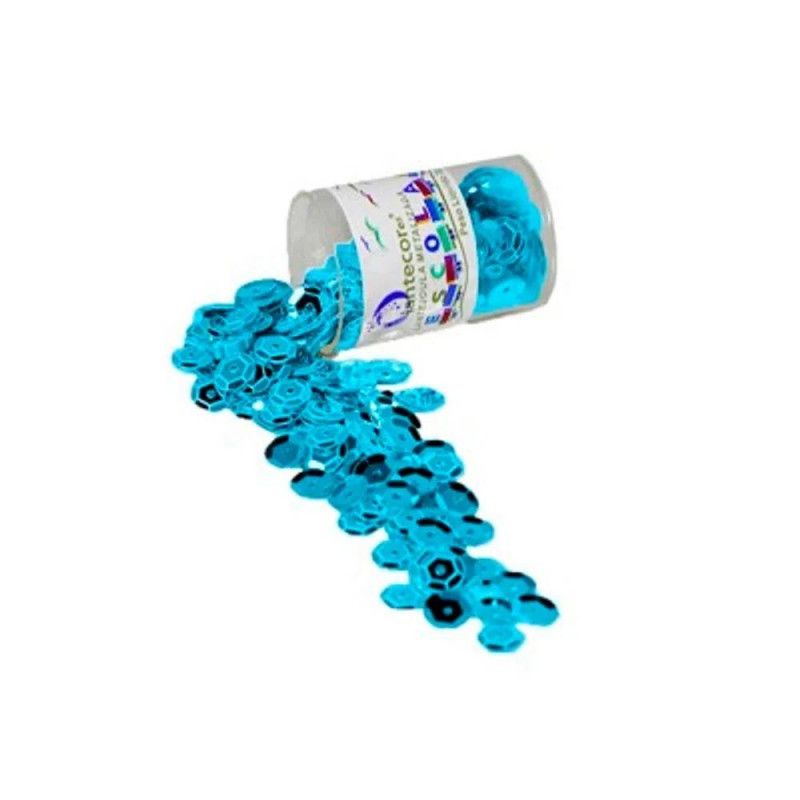 LANTEJOULA 2G 10MM LANTECOR - REF. AZUL CLARO - PACOTE COM 12 UNIDADES