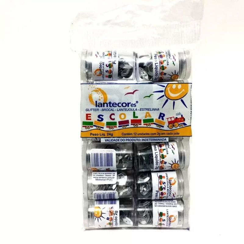 LANTEJOULA 2G 10MM LANTECOR - REF. PRATA - PACOTE COM 12 UNIDADES