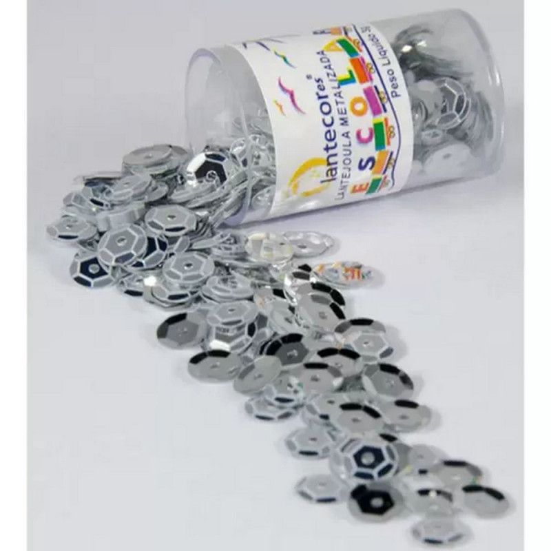 LANTEJOULA 2G 10MM LANTECOR - REF. PRATA - PACOTE COM 12 UNIDADES