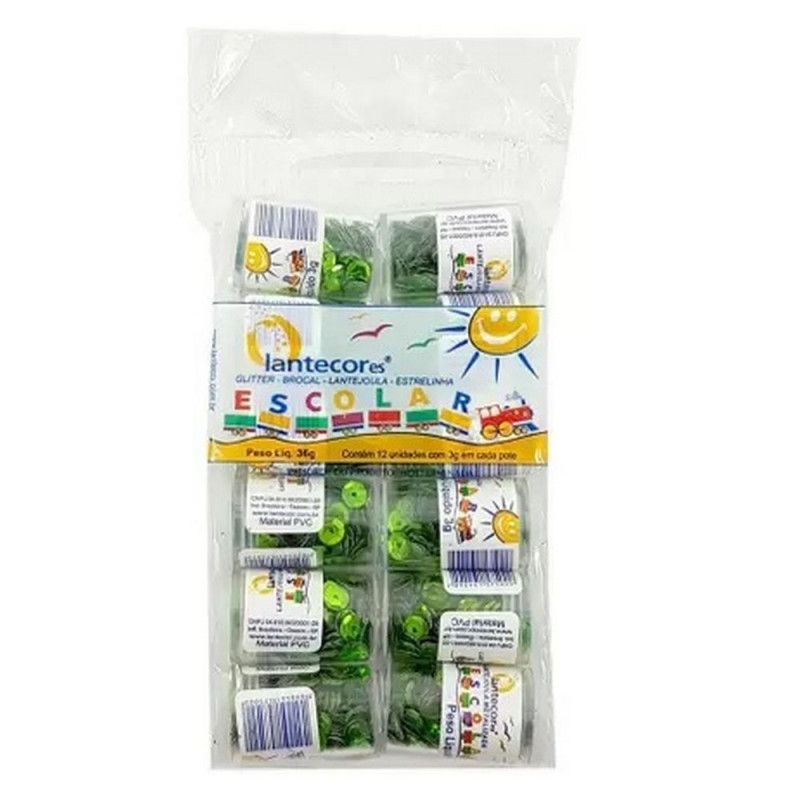 LANTEJOULA 2G 10MM LANTECOR - REF. VERDE LIMAO - PACOTE COM 12 UNIDADES