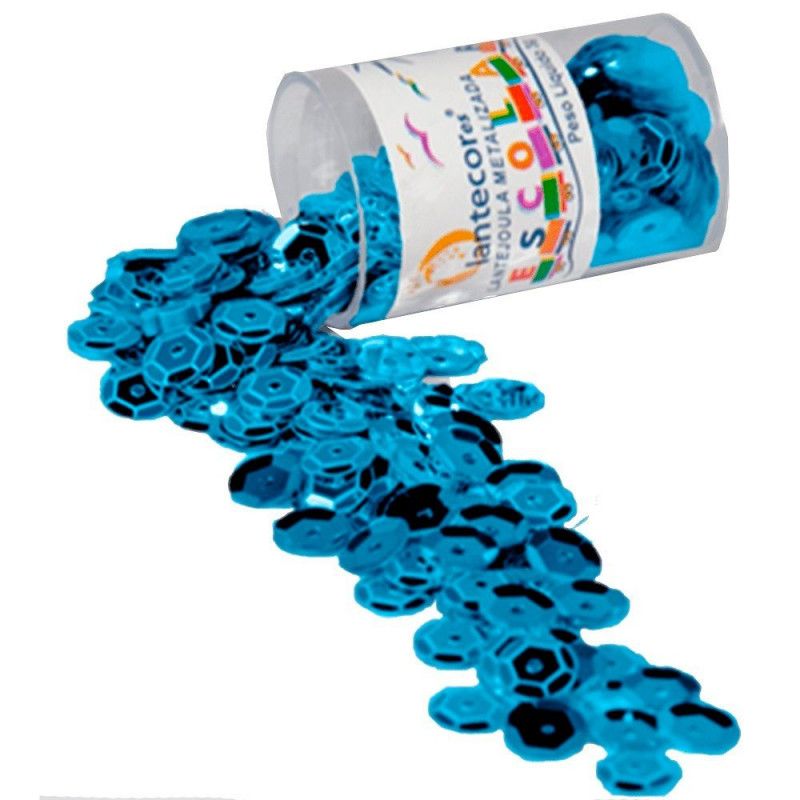 LANTEJOULA 3G 6MM LANTECOR - REF. AZUL CLARO - PACOTE COM 12 UNIDADES
