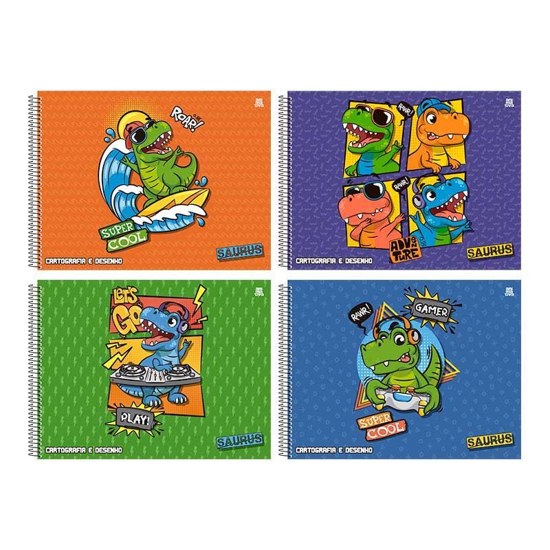 CADERNO CARTOGRAFIA CAPA DURA 60 FOLHAS SAURUS SAO DOMINGOS - REF. 233320 -  PACOTE COM 5 UNIDADES