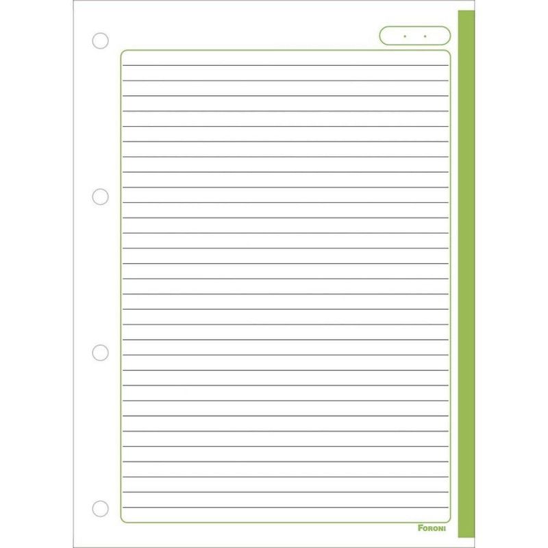 BLOCO PARA FICHARIO 80 FOLHAS COLORIDO FORONI - REF. 8957 - PACOTE COM 5 UNIDADES
