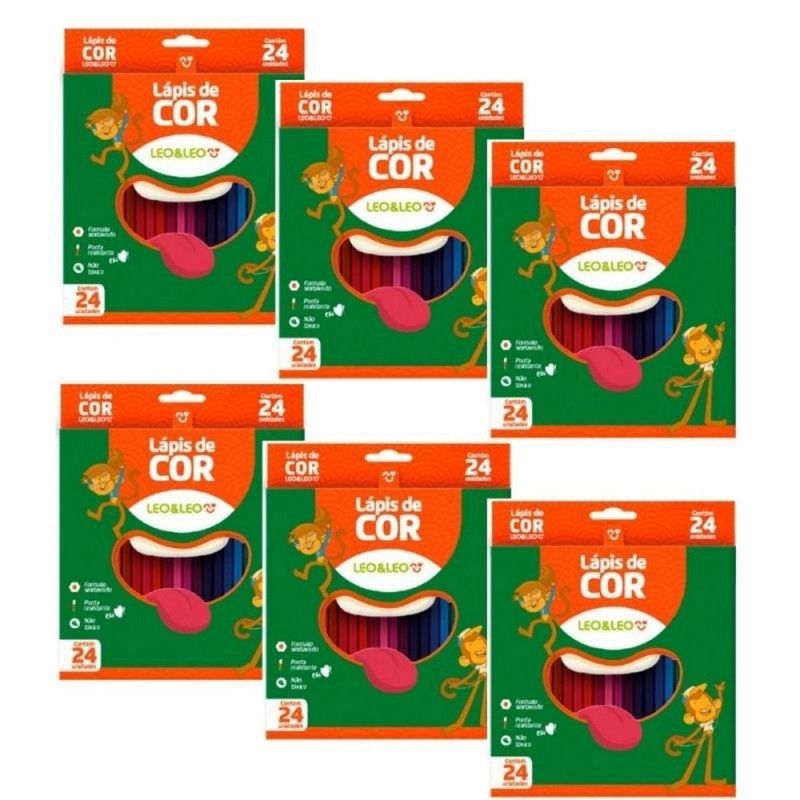 LAPIS 24 CORES SEXTAVADO LEO E LEO - REF. 4449 - PACOTE COM 6 UNIDADES