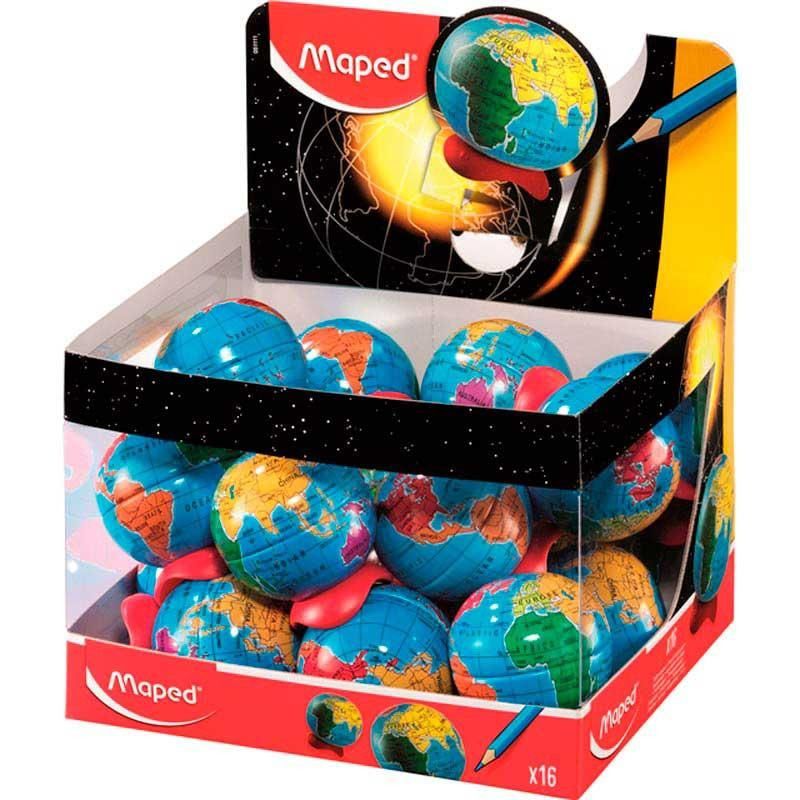 APONTADOR COM DEPOSITO GLOBO TERRESTRE MAPED - REF. 051111 - CAIXA COM 16 UNIDADES