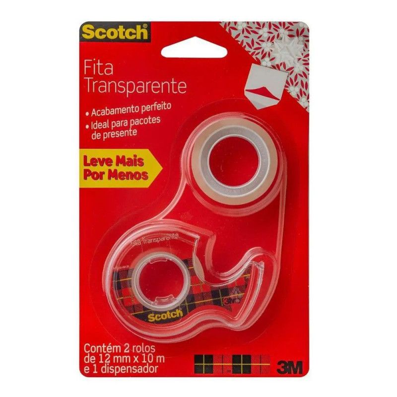 FITA ADESIVA TRANSPARENTE 12MMX10M C/2 C/SUPORTE SCOTC - HB004587562 1 UNIDADE